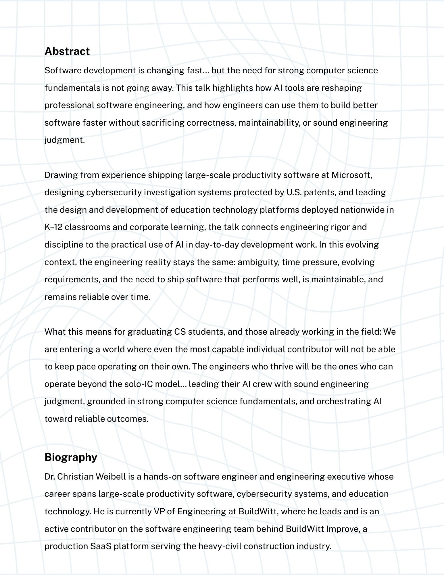 Christian Weibell Abstract & Bio